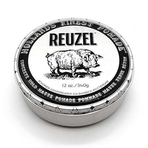 REUZEL Concrete Matte Pomade, Strong All Day Hold, Water Soluble Styling, No Shine and Flake Free, Easy To Wash Out, For All Hairstyles, 12 oz 1