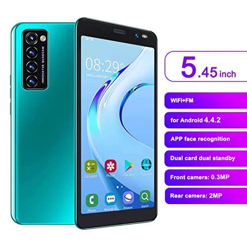 Hilitand 5.45 inch Smartphone, HD Full Screen Unlocked Cell Phones, for Android 4.4.2 Face Fingerprint Smart Phone, 512MB/4GB, Camera Mobil Phone, 1500mAh Battery, 128GB Extension (Green) 4