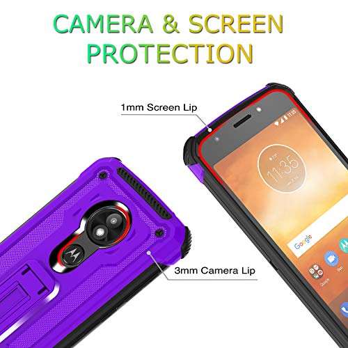 ATUMP Moto E5 Play Case,Moto E5 Cruise Case with HD Screen Protector, Military Grade Drop Protection Defender Full-Body with Kickstand Phone Case for Motorola E Play (5th Generation) Purple 6