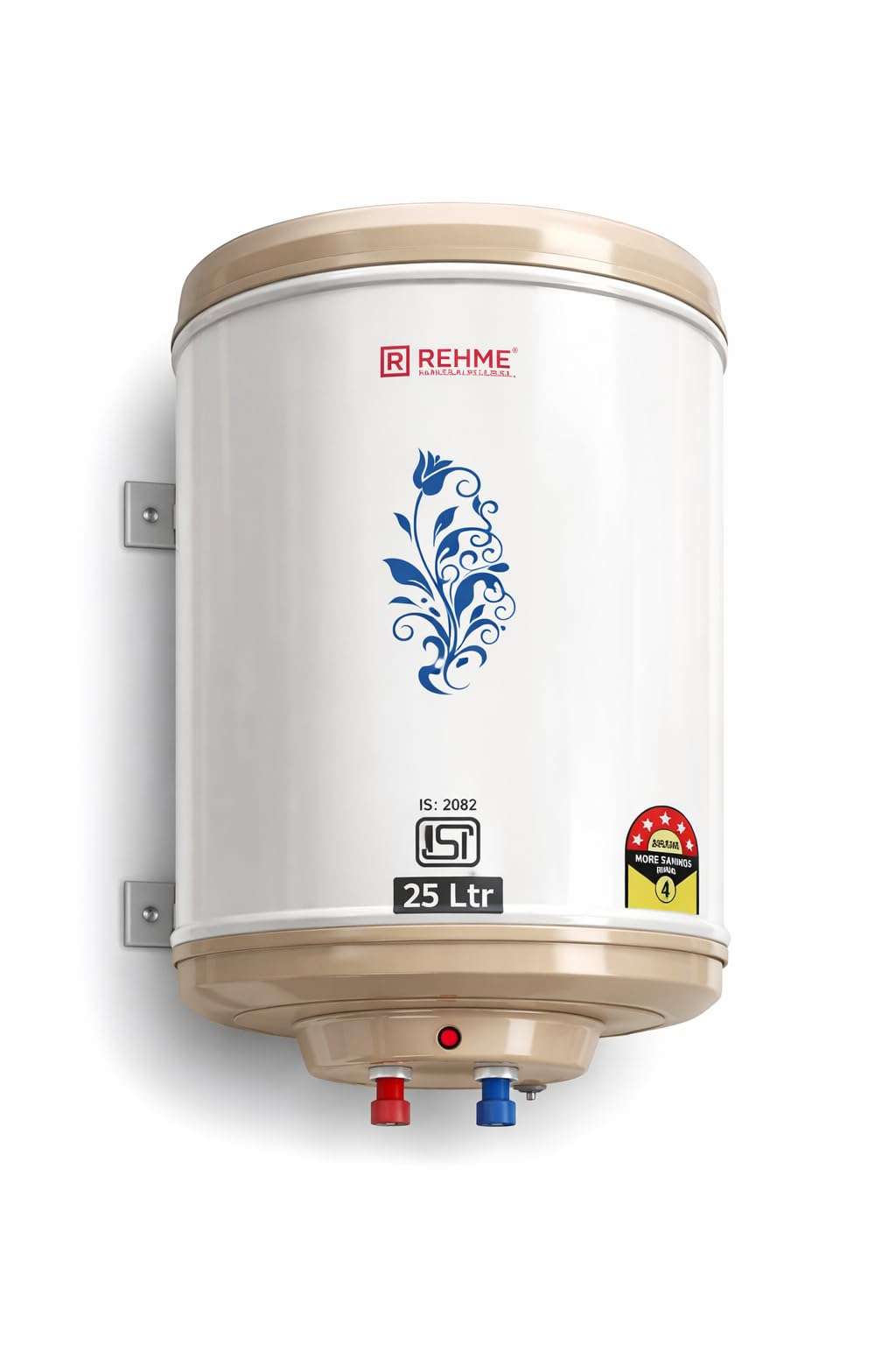 Rehme Storage Water Heater, 25 Ltr, Stainless Steel Tank, 2000 Watt, 8 Bar Pressure Rating, Adjustable Thermostat, ISI Certified