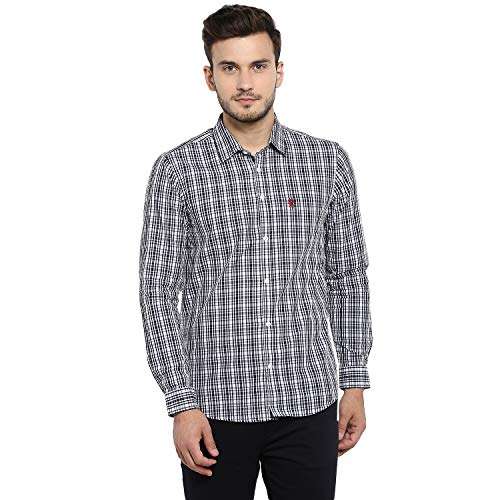 Red Tape Men's Checkered Regular Fit Shirt (RFS0124_Navy White M) 1