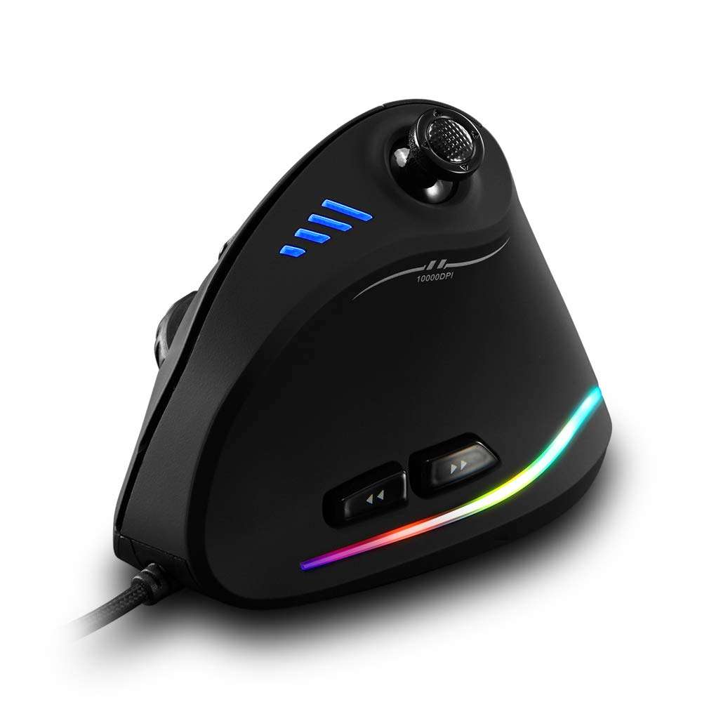 zelotes Ergonomic Gaming Mouse with Joystick,10000 DPI(6-Level Adjustable),11 Programmable Buttons,RGB Lighting, USB Optical Wired Vertical Mouse for Office/Gaming/Laptop/PC (Black) 1