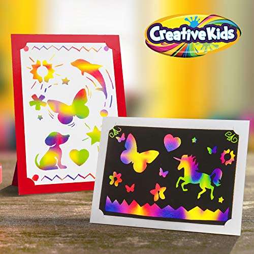 Creative Kids Scratch Paper Arts and Crafts Kit for Kids Gifts Ages 6-12 - Scratchboard Stylus Frames - Rainbow Unicorn Home Activity for Boys & Girls Birthday Gift for Children Ages 6+ 6