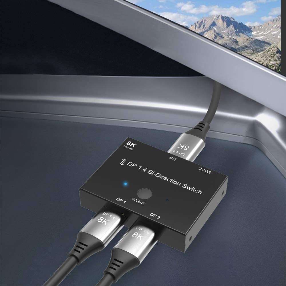 JupptElectronics Displayport Switch, displayport Cable 1.4 displayport Switch 2 in 1 Out @30Hz 4K@120Hz Splitter Converterdisplayport switchdisplayport Splitter for Multiple Sourceand displays. 6