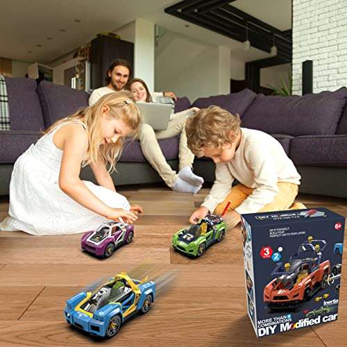 2022 New Assembly Car Toys for Kids, Take Apart Racing Car DIY Toy Vehicles Assembly Race Car Kit 3-in-2 Building Kits with Screwdriver, Birthday Gifts for Boys and Girls 2