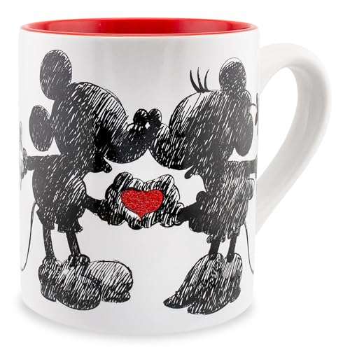 Silver Buffalo Disney Micky Minnie Heart Glitter Ceramic Coffee Mug, 14 Ounces 1