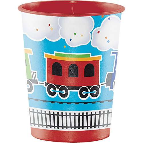 Creative Converting All Aboard Boy's 1st Birthday Keepsake 16oz Plastic Treat Favor Cup Party Supplies, 16 oz, Multicolor
