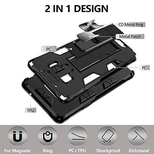 Compatible for Samsung Galaxy Note 9 Case with HD Screen Protector, Gritup Military Grade Dual Layer Protective Shockproof Cover Built-in Magnetic Kickstand Phone Case for Samsung Note 9, Black 3