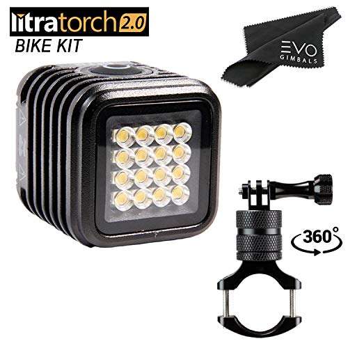 Litra LitraTorch 2.0 Bike Lighting Kit Bundle with 360 Swivel Handlebar Mounts (2 Items) - Pocket Size On Camera LED Light for Photos and Videos Waterproof 20M, 810G Military-Grade - 4 Hour Battery 1