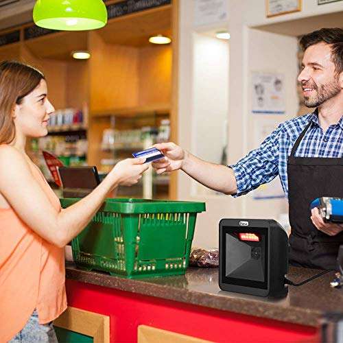 Eyoyo Hands-Free 2D QR Barcode Scanner, Omnidirectional Desktop Automatic 1D Barcode Reader Big Scan Window to Read PDF417 on ID Card, Driver's License, Passport for Supermarket Library Retail Store 6