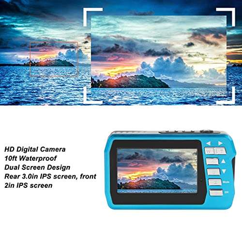 Dual Screen Digital Camera, 4K 30Fps 56MP 18X Video Recording Camera Built in Microphone, Dual Screen, Continuous Shooting, 10ft Waterproof, with 1700mAh Battery 4