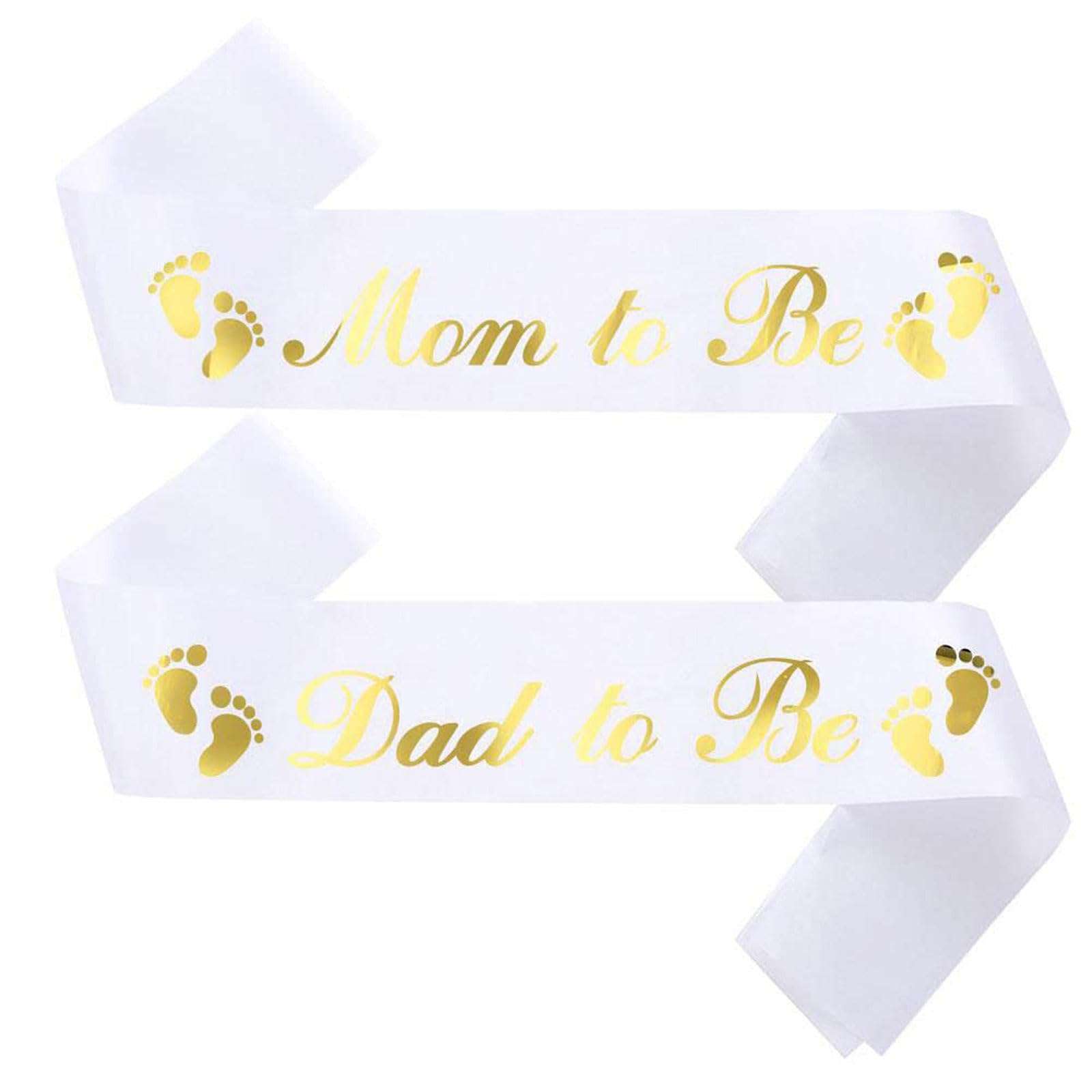 NAUXIUDSJS Mom To Be Sash, Dad to Be Sash, Gift Ideas for Soon to Be Parents, Pregnancy Announcement, Boy or Girl, Baby Shower Party Decorations, Gifts, Favors, Mommy Supplies Gender Reveal, White