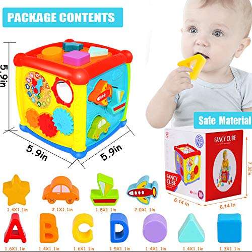 Early Learning Educational Music and Colorful Shape Sorter Toys Baby Toys 12-18 Month Activity Cube Toys for 1 Years Old Baby Toys 6 12 Month Gift for 1 2 3 Years Old Boys and Girls Kids and Toddler 5