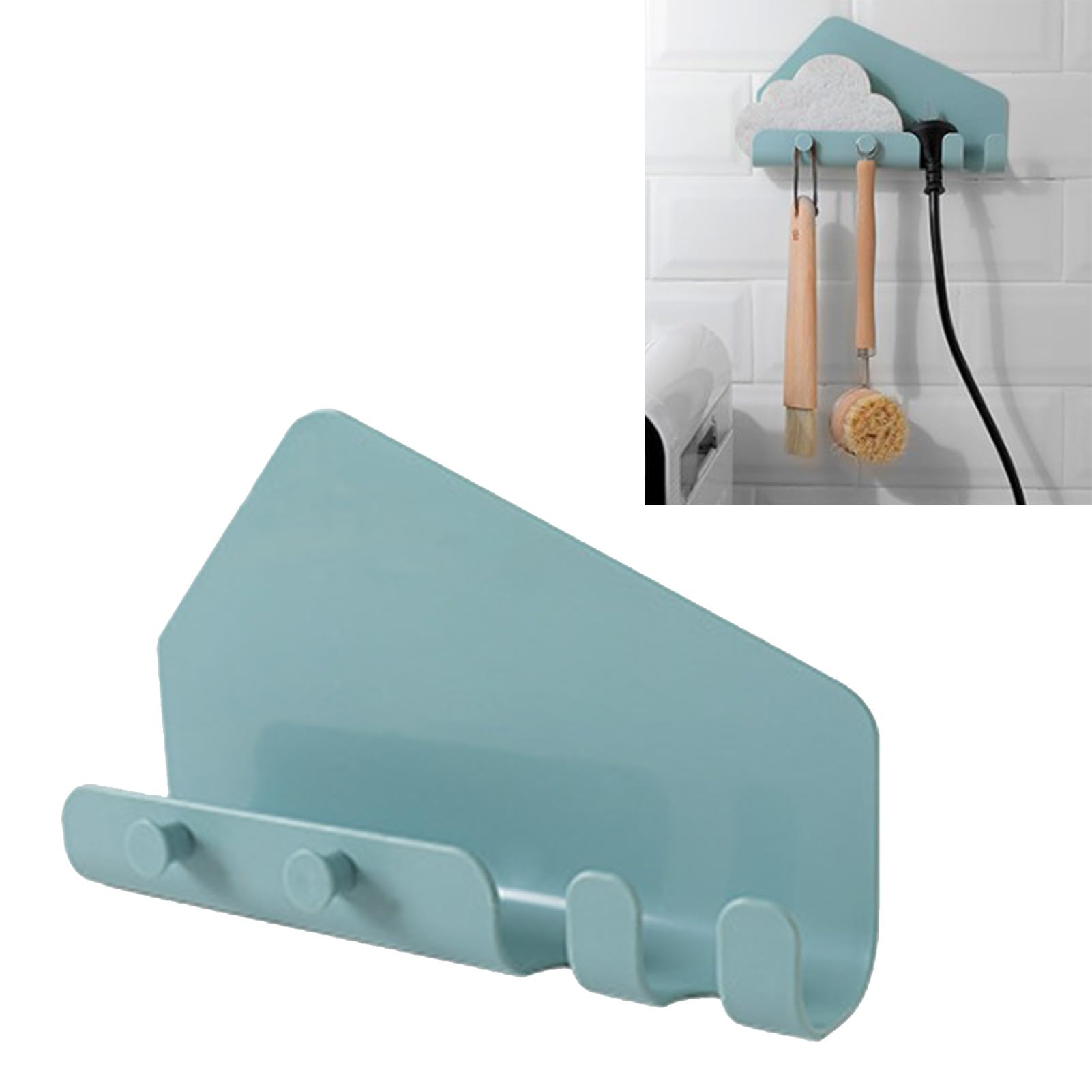 Tablet Wall Mount, Phone Holder for Wall 4 Hooks Adhesive Shaving Towel Hook Bracket Plastic Universal Phone Charging Dock Holder Wall Mount Phone Holder for Tablet Smartphones