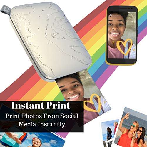HP Sprocket Select Pocket Printer Instant Wireless Photo Printer for Android and iOS, Includes 2.3 x3.4” Zink Photo Paper Sticker (30 Sheets), Protective case and USB Charging Cable with Wall Adapter 2