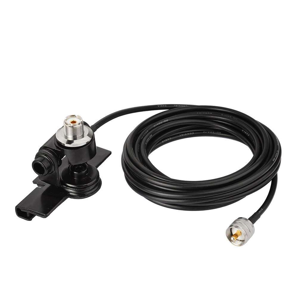 Bingfu Vehicle Antenna Lip Mount Bracket with 20ft RG58 Coaxial Cable - UHF PL259 Male to SO239 Female Bulkhead Connector for Car, Truck, SUV Ham/Amateur Radio Secure Installation 1