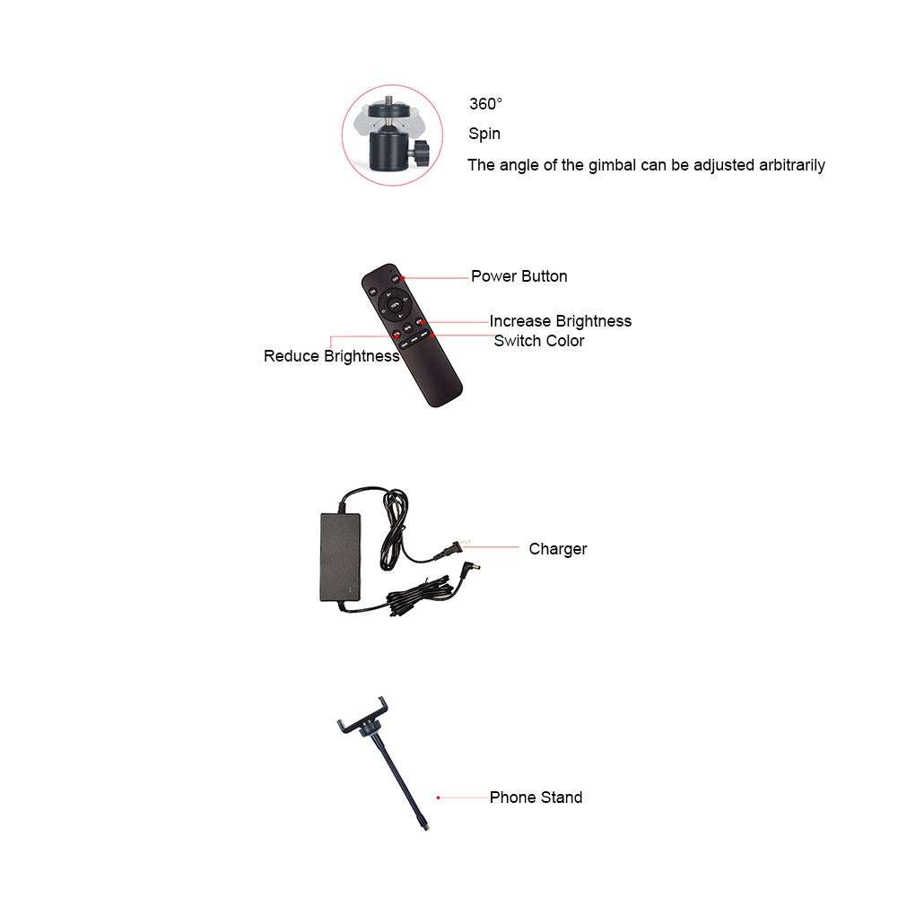 ZZZL Live Lighting Fill Light, with Adjustable Tripod and Phone Holder Used for Live Broadcast Photography and Makeup 18'' Ring Lighting 4