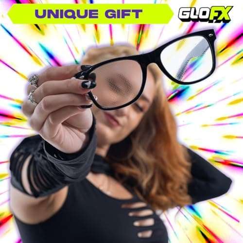 GloFX Ultimate Diffraction Glasses - Matte Black - 3D Prism Rainbow Effect - Great Edm, Festival, Concert, Fireworks, Christmas Lights, and Rave Accessory - Matte Black Frames 3
