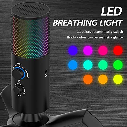 VIMVIP USB Microphone for Computer, USB Condenser Microphone PC Gaming MIC for Recording & Streaming with Mute Button, Headphone Jack, 2 Pickup Patterns 5