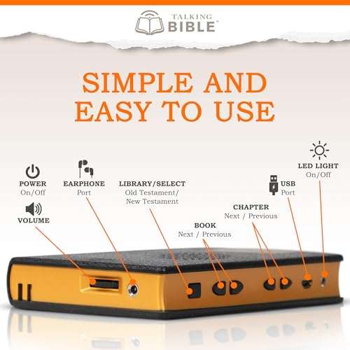 Talking Bible - Electronic Holy Bible Audio Player in English for Seniors, Kids and The Blind, Battery Powered, ESV (English Standard Version), Black 4