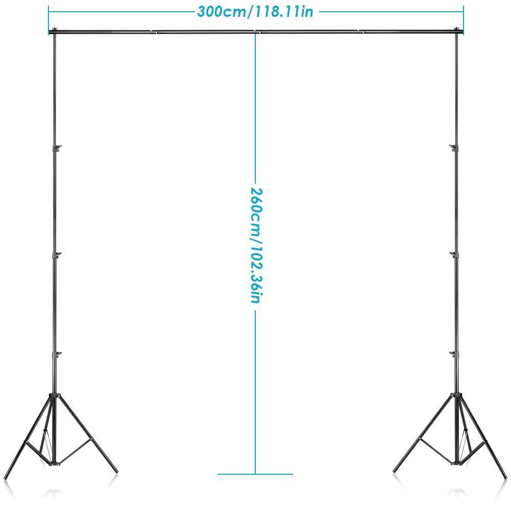 Neewer 8.5ft X 10ft/2.6M X 3M Background Stand Support System with 6ft X 9ft/1.8M X 2.8M Backdrop(White,Black,Green) for Portrait,Product Photography and Video Shooting 4