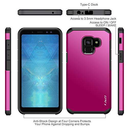 J&D Case Compatible for Galaxy A8 2018 Case, Heavy Duty Dual Layer Hybrid Shock Proof Protective Rugged Bumper Case for Samsung Galaxy A8 (Release in 2018) Case, Not for Galaxy A8 Plus 2018 3