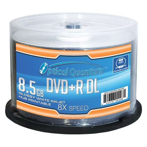 VINPOWER DIGITAL DIRECTSHIP Optical Quantum 8x DVD R DL Glossy White Inkjet Hub Printable Media