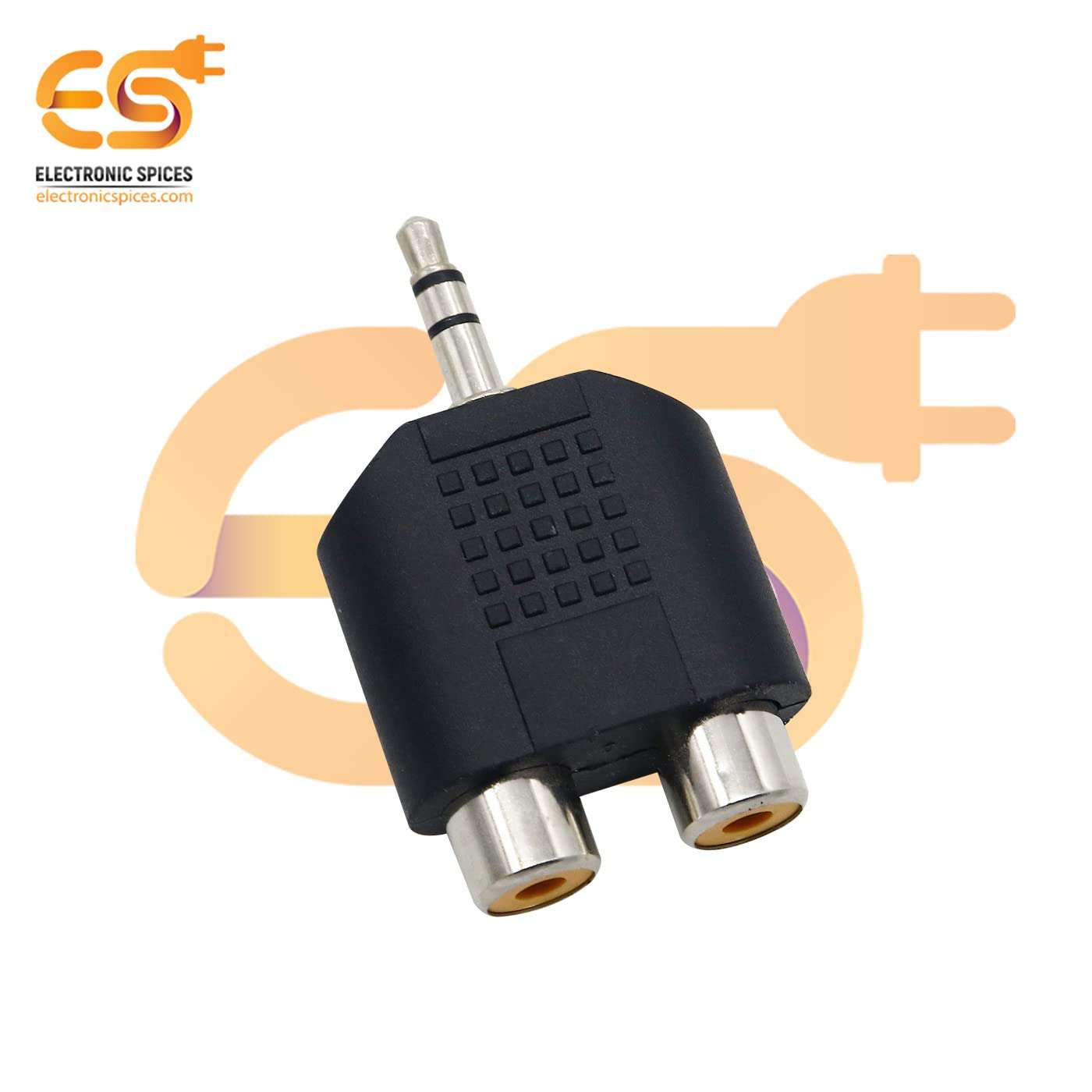 Electronic Spices Single 3.5mm male to 2 RCA female dual splitter interface audio connector pack of 1pcs 3