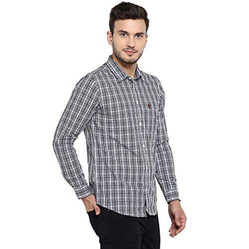 Red Tape Men's Checkered Regular Fit Shirt (RFS0124_Navy White M) 5