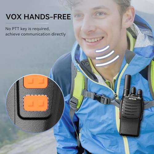 Retevis H-777 Walkie Talkies with Shoulder Mic,2 Way Radios Long Range,License-Free,LED Flashlight,Portable,Shock Resistant,for Family Outdoor Small Commercial (4 Pack) 3