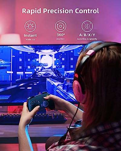 Forty4 Wireless Gaming Controller, Game Controller for PC Windows 7/8/10/11, PS3, Switch, Dual-Vibration Joystick Gamepad for Computer 2