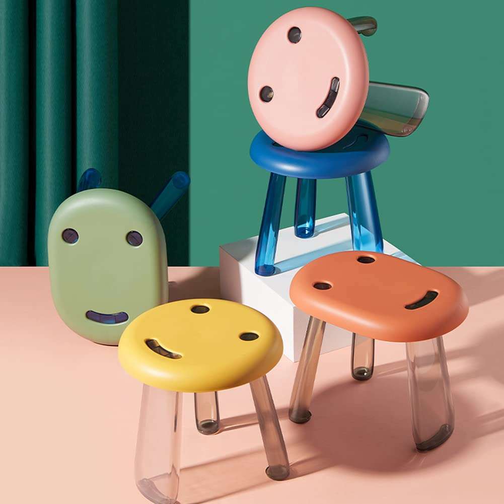 WAYUTO Cartoon Children Plastic Smile Face Kids Round Stool Chair Toddler Sitting Kindergarten Stool Shoes Changing for Home, Bedroom, Living Room Decoration 4