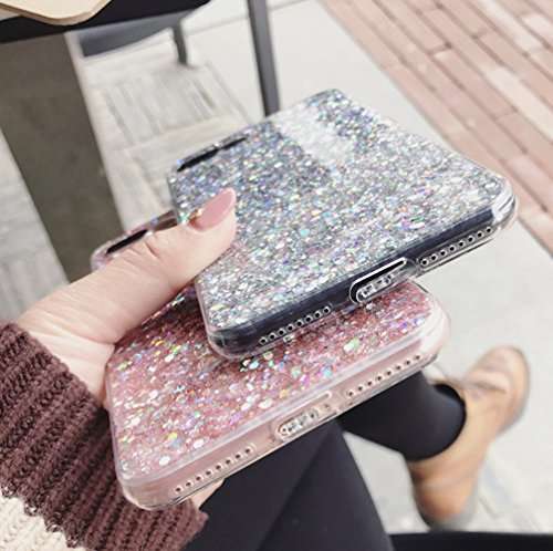 iPhone 8 Plus/7 Plus Bling Case Sparkle Ombre Sequins Polka Dot Air Prism Glitter Translucent Soft TPU Flexible Slim 3D Design Case Cover for iPhone 8 Plus/7 Plus(Pink) 4
