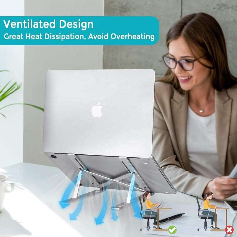 CASE PLUS Laptop Stand/Laptop Holder Riser/Computer Tablet Stand 6 Angles Adjustable Aluminum Ergonomic Foldable Portable Desktop Holder (Laptop Stand - 26CM) New01 5
