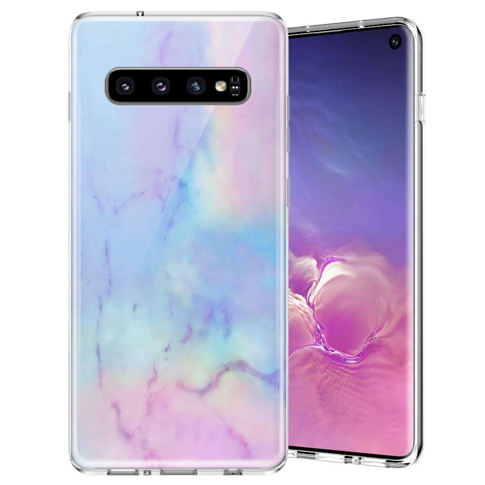 Caka Case for Galaxy S10 Marble Case Slim Anti Scratch Shockproof Luxury Fashion Silicone Soft Rubber TPU Protective Case for Samsung Galaxy S10 (Opal) 1