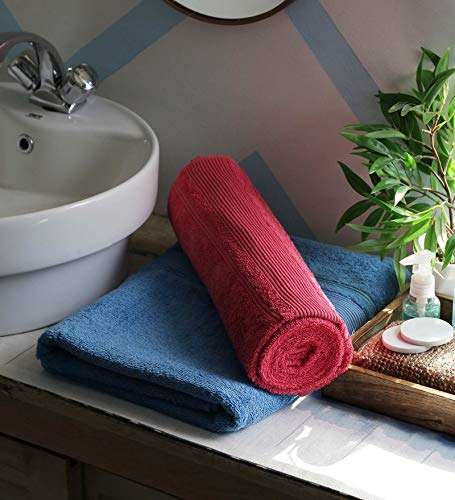 JBG HOME STORE 100% Cotton Regular Size Super Soft Bath Towels with 450 GSM for Bathroom | Premium Highly Absorbent Quick Dry Full Body Bath Towels for Men and Women, Pack of 2, 27 x 54 Inches 1