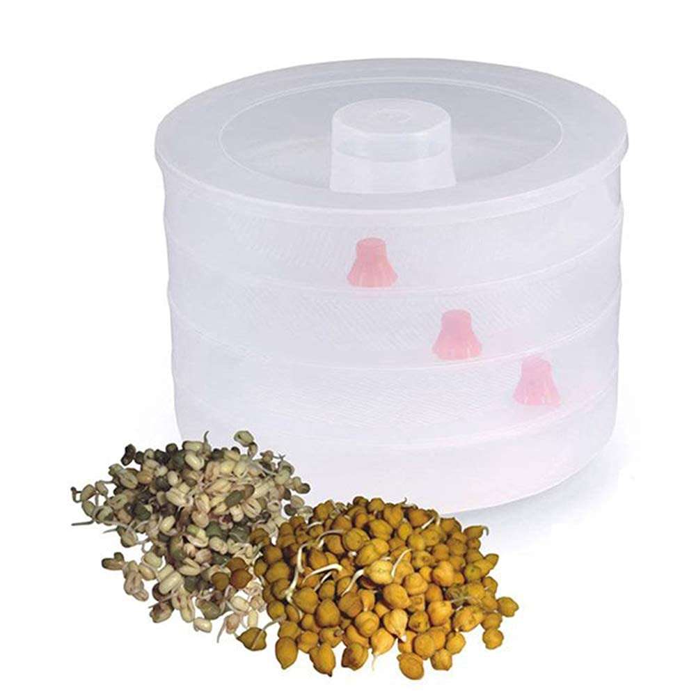 DUE20 1PCs Plastic 4 Layer Sprout Maker, Making Fresh Sprout Beans, Home, Healthy Fresh Sprouted Beans, Pulses ~ Transparent (4 layer) 4