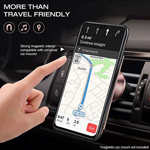 Shields Up for Samsung Galaxy A70 Case Wallet with Card Holder/Slots, Premium PU Leather Kickstand Wallet Case, Double Magnetic Clasp Protective Flip Cover for Samsung Galaxy A70 - Rose Gold 6