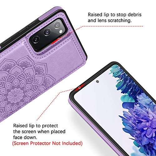 BENTOBEN Galaxy S20 FE Case,Phone Case Samsung S20 FE 5G,Slim Fit PU Leather Heavy Duty Rugged Shockproof Hybrid Hard PC Bumper Shockproof Protective Card Slot Cash Holder Girls Women Cover, Purple 5