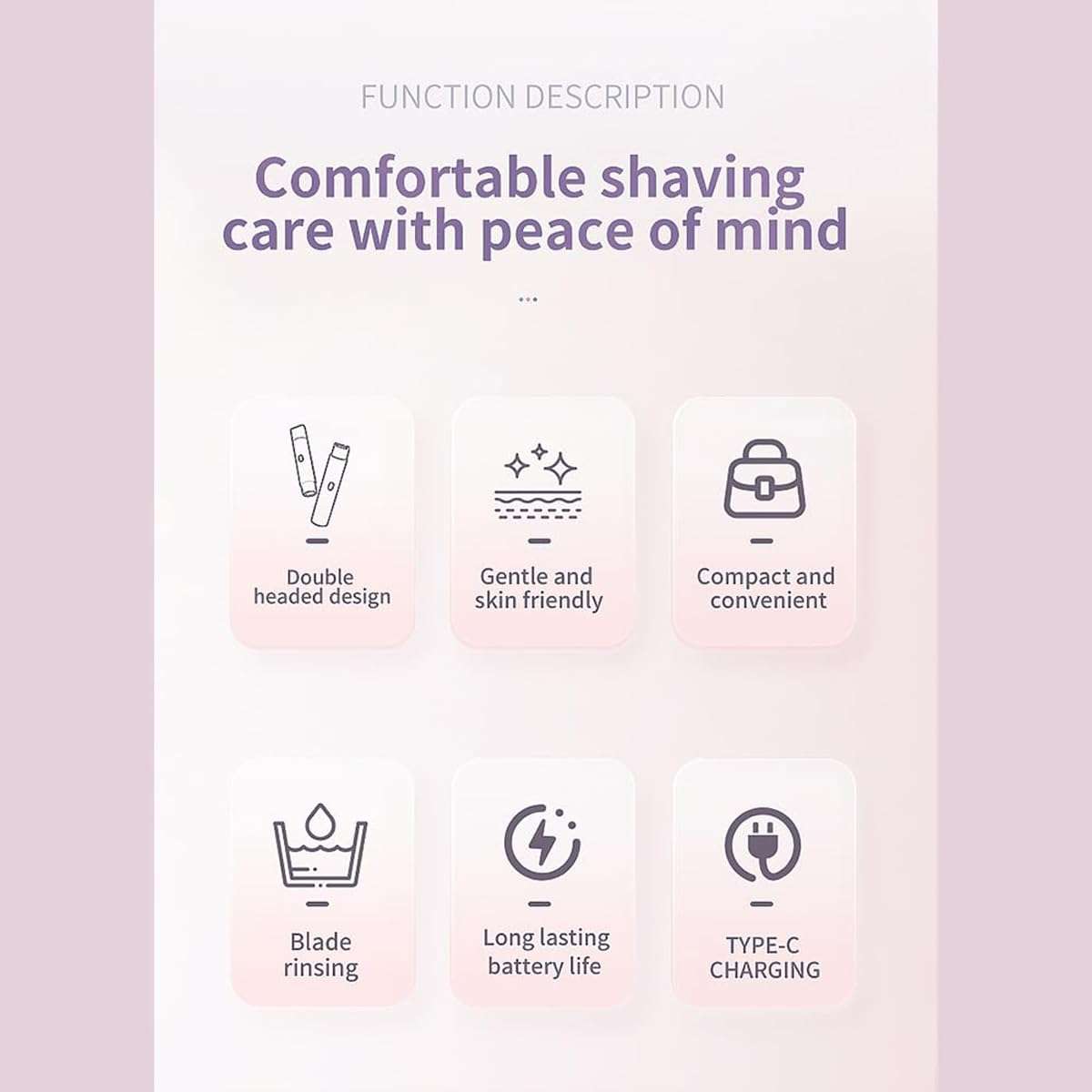Comfort 2 in 1 Electric Lady Shaver, Dual Head Shaver Women, Bikini Trimmer for Women, Cordless Rechargeable Waterproof Women's Electric Razor Dry/Wet, for Facial Chin Underarm Legs (Purple) 4