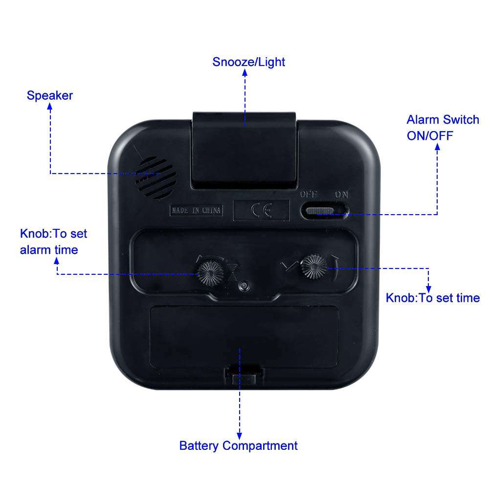 Tinload Small Battery Analog Alarm Clock Silent Non Ticking, Ascending Beep Sounds, Snooze,Light Functions 6