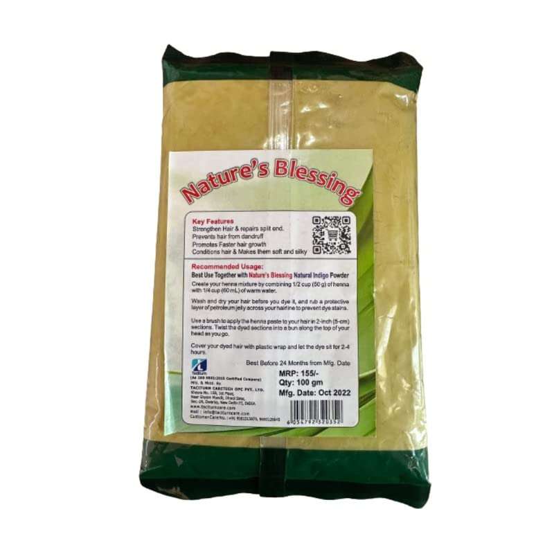 Henna Powder Organic for Hair Colour Nature's Blessing Henna Organic Herbs Powder, No Ammonia/PPD, Anti Dandruff, Repair Split, Strengthen Hair - 100gm (Pack of 25) 2