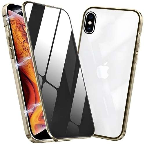 Privacy Magnetic Case for iPhone XR, Anti Peep Magnetic Adsorption Privacy Screen Protector Double Sided Tempered Glass Metal Bumper Frame Anti-Peeping Phone Case Anti-Spy Cover for iPhone XR 1