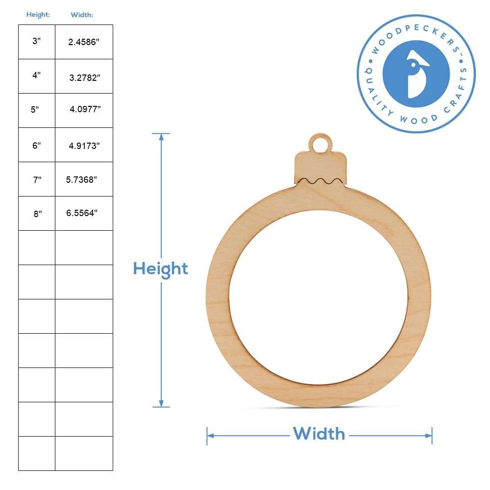 Round Picture Frame Ornament 7 inch, Pack of 25 Small Flat Cutouts, Paintable Christmas Ornaments to Decorate, by Woodpeckers 6