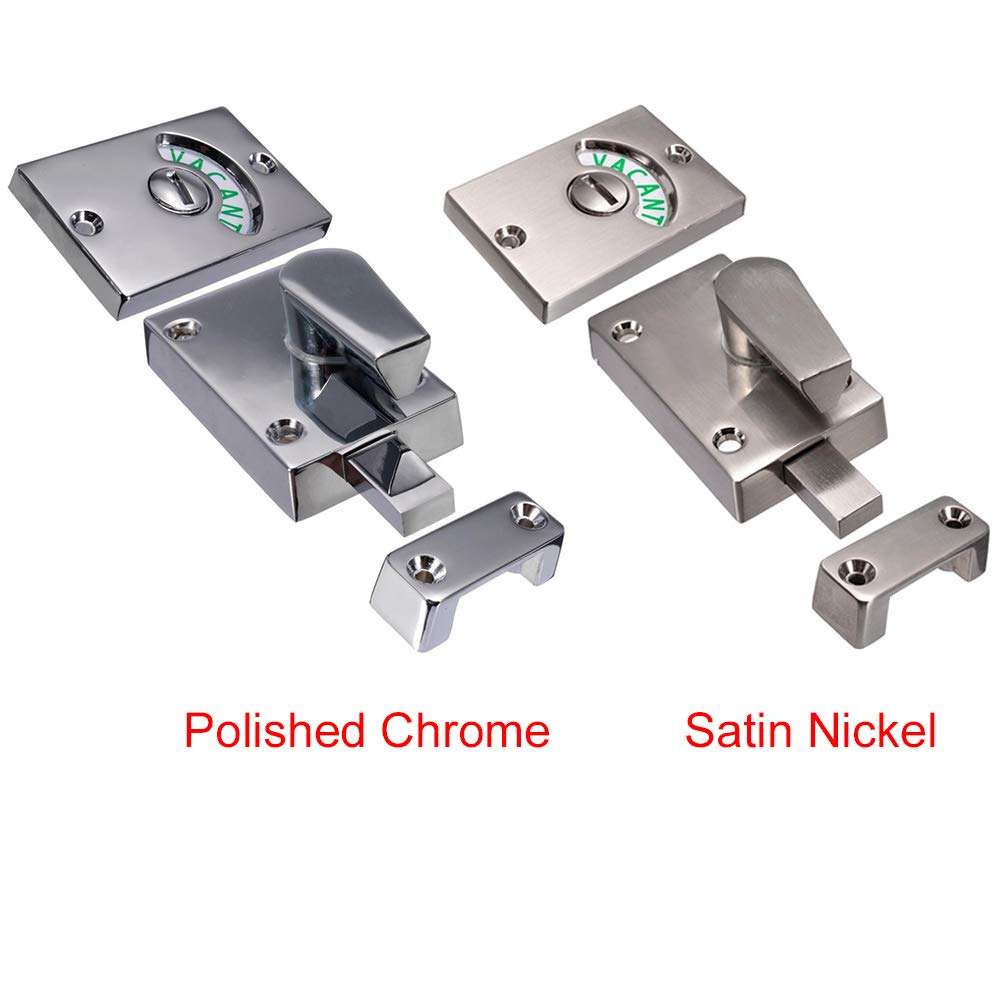 Door Lock Indicator,Toilet Bathroom Lock Vacant/Engaged Chrome Latch Indicating DeadBolt Public Restroom Toilet Privacy Partition Door Lock Latch (Satin Nickel) 3