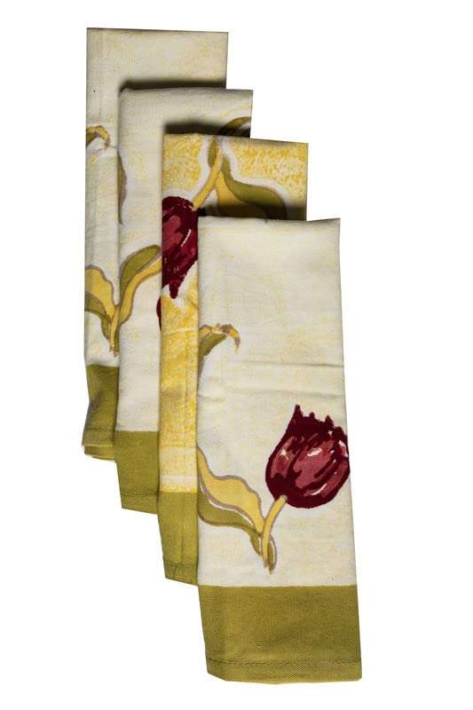 CONTRAST LIVING Troned Hand Block Printed Kitchen Towel/Dish Towel/Hand Towel Multi Color Set of 4 Pcs 5