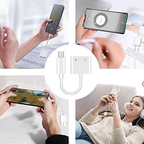 USB Type C to 3.5mm Headphone Audio and Charger Adapter, Support PD & QC Fast Charging, Compatible with Google Pixel 4 4XL 3 3XL 2 2XL, Samsung Galaxy S20/S21 Ultra/Note 20/10 Plus and More 5