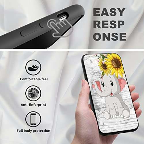 Case for LG K40s/LG Harmony 4/LG K41 Shockproof 2in1 Hybrid Slim Clear Hard PC Back Cover + Soft TPU Dual Layer Protective Cases with Elephant Sunflower Design for LG Premier Pro Plus 2