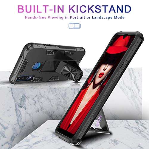 LeYi for Samsung A20S Case (Not for A20), Samsung Galaxy A20S Case with 2 Tempered Glass Screen Protector, Military-Grade Shockproof Built-in Kickstand Car Mount Phone Case for Galaxy A20S, Black 3