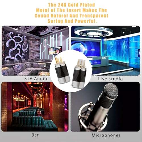 Monosaudio Audio Power Plug Black Carbon Fiber Transparent Aluminum Shell 10A/250V 15A/125V Power Connector Brass IEC320 C13 Connector for DIY Audiophile Power Cord Audio Power Cable(Gold Plated) 6